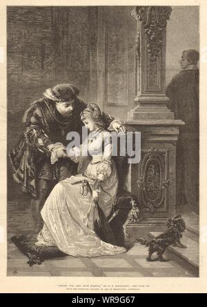 "Henry VIII. und Anne Boleyn', durch G. F. Folingsby. Könige 1880 ILN volle Seite drucken Stockfoto