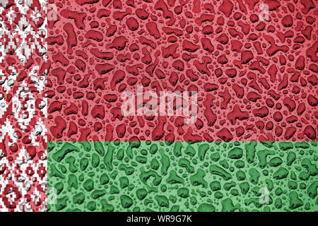 Belarus Nationalflagge aus Wassertropfen. Hintergrund Prognose Jahreszeit Konzept. Stockfoto