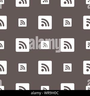 RSS-feed Symbol Zeichen. Nahtlose Muster auf einem grauen Hintergrund. Vektor Stock Vektor