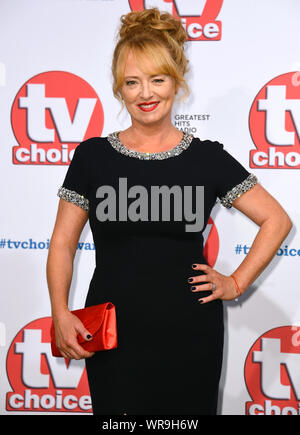 Shelley Matthews die Teilnahme an der TV-Choice Awards im Hilton Hotel, Park Lane, London statt. Stockfoto