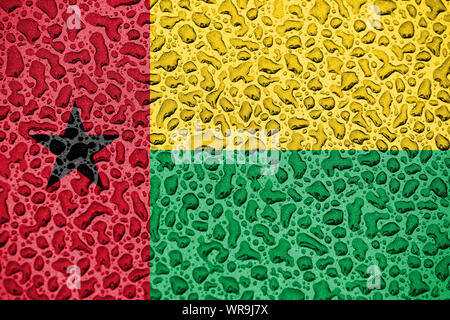 Guinea Bissau Nationalflagge aus Wassertropfen. Hintergrund Prognose Jahreszeit Konzept. Stockfoto