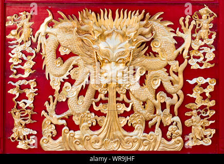 Eingerichtete wall Panel, Hock Teik Cheng Sin Tempel, Georgetown, Penang, Malaysia Stockfoto