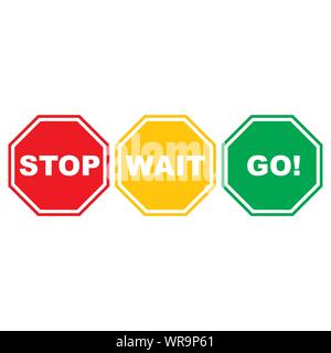 Stop Wait go Zeichen Stock Vektor