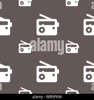 Retro-Radio-Symbol-Zeichen. Nahtlose Muster auf einem grauen Hintergrund. Vektor Stock Vektor