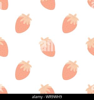 Nahtlose Muster von Hand gezeichnete Erdbeeren in Pink an eine große Entfernung. Vektor Bild für Valentinstag, Liebhaber, Drucke, Kleidung, Textilien, Karte, Ho Stock Vektor