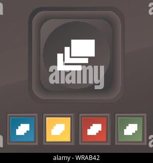 Layer-Symbol Symbol. Satz von fünf bunten, stilvolle Knöpfe am schwarzen Textur für Ihr Design. Vektor Stock Vektor