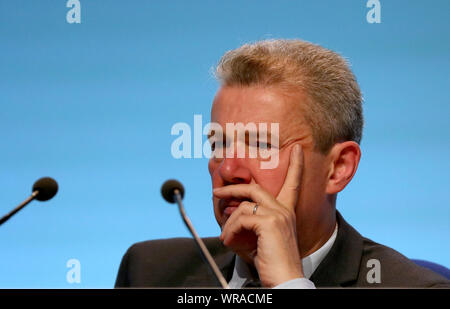 Mark Serwotka, Präsident der TUC und Generalsekretär der öffentlichen und kommerziellen Services Union, während der TUC-Kongress in Brighton. Stockfoto