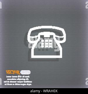 Retro-Telefon Mobilteil Symbol-Symbol auf dem blau-grünen abstrakten Hintergrund mit Schatten und Platz für Ihren Text. Vektor Stock Vektor