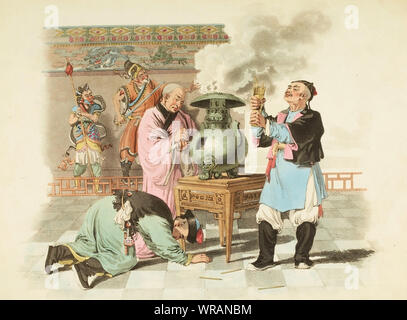 Chinesische Wahrsagerei, Aquarell von "Das Kostüm von China" von William Alexander (1767 - 1816), die im Jahre 1805 veröffentlicht. Stockfoto