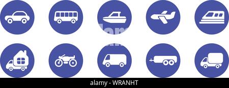 Transport, Fahrzeuge, Symbol, Set, blau, Vektor Stock Vektor