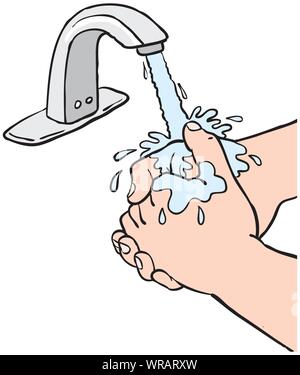 Wasser Symbol mit der Hand waschen Vektor Stock Vektor