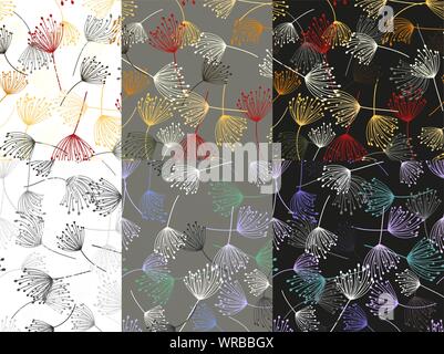 Vintage Muster. Mode nahtlose Muster. Fabric Textur. Vektor Vorlage festlegen. Vektor line Design. Blumen Löwenzahn im flachen Stil. Vintage nahtlose Stock Vektor