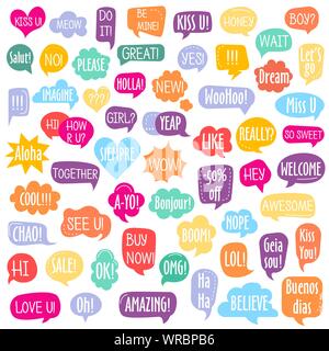 Eingestellt von unterschiedlicher Form bunte Sprechblasen mit Text Stock Vektor