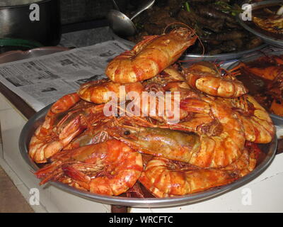 Gekochte Garnelen, Central Market, Kota Bharu, Malaysia Stockfoto