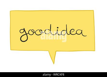 Vector Illustration gute Idee in der Sprechblase. Hand gezeichnet. Farbige Konturen. Stock Vektor