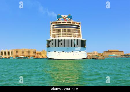 Die Royal Caribbean Hymne der Meere Kreuzfahrt Schiff angedockt in San Juan, Puerto Rico. Stockfoto