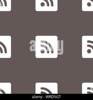RSS-feed Symbol Zeichen. Nahtlose Muster auf einem grauen Hintergrund. Vektor Stock Vektor