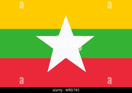 Ein Myanmar Flagge Hintergrundbild gelb grün rot stripe White Star Stockfoto