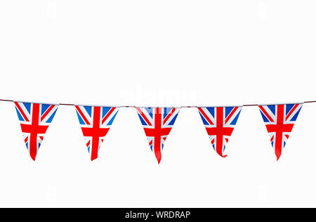 Union Jack Flagge auf weißem Hintergrund Stockfoto