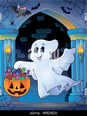 Wand Alkoven mit Halloween Gespenst Stock Vektor