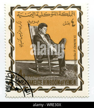 John Fitzgerald Kennedy auf Jemen Briefmarke Stockfoto