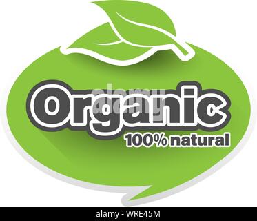 Runde grüne Bio-lebensmittel Aufkleber oder Logo Vector Illustration Stock Vektor