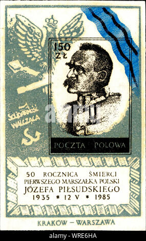 Polen, ca. 1984: polnische Briefmarke mit JOSEPH PILSUDSKI (1867-1935), polnischer Staatsmann Stockfoto