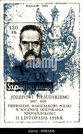 Polen, ca. 1984: polnische Briefmarke mit JOSEPH PILSUDSKI (1867-1935), polnischer Staatsmann Stockfoto