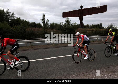 Gateshead, Großbritannien, 10. September 2019, Phase 4 der Tour durch Großbritannien 2019 Radfahren, Anthony's Gormley weltberühmten Engel des Nordens Skulptur, Kredit: DavidWhinham/Alamy leben Nachrichten Stockfoto