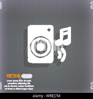 Musik Spalte, Disco, Musik, Melodie, Lautsprecher Symbol Symbol auf dem blau-grünen Abstrakt Hintergrund mit Schatten und Platz für Ihren Text. Vektor Stock Vektor