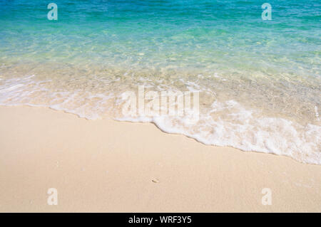 Weiche Welle der tropischen Meer auf der Coral sand Strand Stockfoto