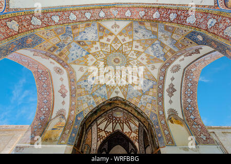 Fin Garten, Kushak Pavillon, Detail der Decke, Kashan, Isfahan Provinz, Islamische Republik Iran Stockfoto