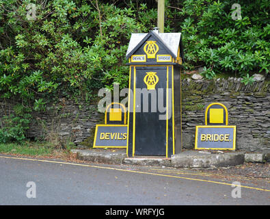 Die AA-Box bei Devil's Bridge, Wales, Großbritannien Stockfoto