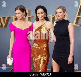 London - England - Sep 9: Elizabeth McGovern, Michelle Dockery und Laura Carmichael besucht die "Weltpremiere von Downton Abtei" in Leicester Square, Stockfoto