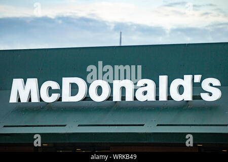 Veldhoven, Niederlande. 09 Sep, 2019. VELDHOVEN, 09-09-2019, Mc Donald's Restaurant in 2019. Credit: Pro Schüsse/Alamy leben Nachrichten Stockfoto