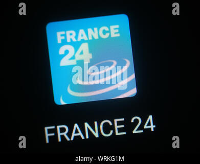 Frankreich 24 News Website Symbol für die Anwendung auf dem Computer angezeigt Stockfoto