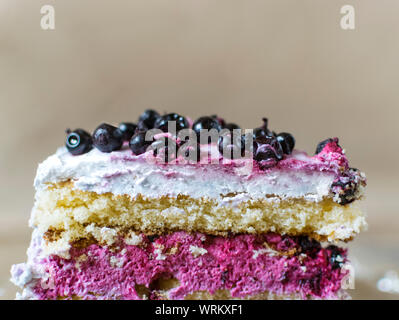 Stück Heidelbeerkuchen. Close Up und selektiven Fokus Foto. Stockfoto