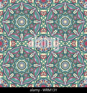 Nahtlose Mandala Muster. Nahtlose Ornament für Ihre Kreativität. Zentangl doodle Muster. Blaue Farbe Stock Vektor