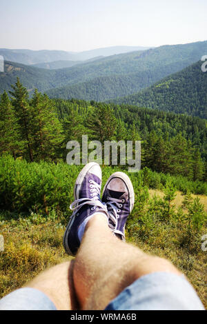 Die Betrachtung des Naturschutzgebiet Stolby von der Aussichtsplattform bei Bobrovy anmelden, Sibirien, Russland Stockfoto
