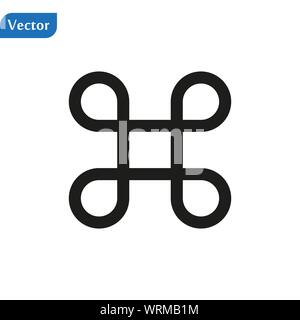 Bowen Knoten Symbol für Taste Command. Einfache Schwarz Abbildung auf weißen Hintergrund. Stock Vektor