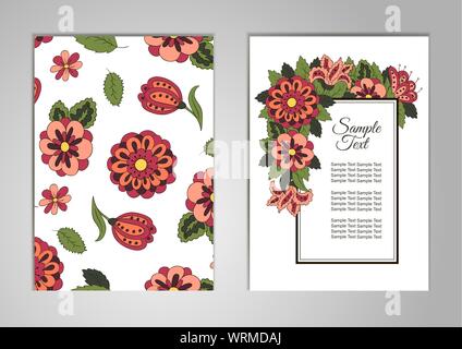 Stellen Sie Karten auf seinem Geburtstag einen Urlaub, eine Hochzeit Einladung. Florale Motive. Abdeckung, Magazin, floralen Elementen. Design Hintergrund-, Rahmen-, Vektor Layout Stock Vektor