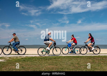 Tennessee, Ohio - Leute fahren Fahrräder auf einem Pfad weiter zum Lake Erie bei Maumee Bay State Park. Stockfoto