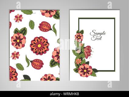 Stellen Sie Karten auf seinem Geburtstag einen Urlaub, eine Hochzeit Einladung. Florales Ornament. Abdeckung, Magazin, floralen Elementen. Design Hintergrund-, Rahmen-, Vektor Layout Stock Vektor