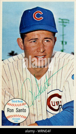 Handsignierte 1960 der era Baseball card Star player Ron Santo mit den Chicago Cubs. Stockfoto