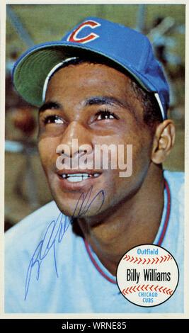 Handsignierte 1960 der era Baseball card der Hall of Fame Spieler Billy Williams mit den Chicago Cubs Stockfoto