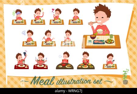 Eine Reihe von jungen über Mahlzeiten. Japanische und chinesische Küche, westliche Gerichte und so weiter. Es ist Vektor Kunst so ist es leicht zu bearbeiten. Stock Vektor