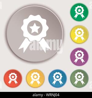 Award, Medal Of Honor Symbol Zeichen. Symbole auf acht flachen Tasten. Vektor Stock Vektor