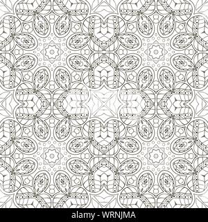 Nahtlose Mandala. Nahtlose floralen Ornament. Doodle Zeichnung. Hand zeichnen. Nahtlose und floralen Motiven. Farbgebung Stock Vektor