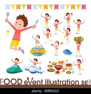 Eine Reihe von jungen, auf Essen Veranstaltungen. Gibt es Aktionen, die eine Gabel und einen Löffel und haben Spaß. Es ist Vektor Kunst so ist es leicht zu bearbeiten. Stock Vektor