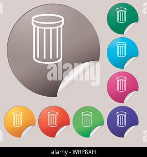 Recycle bin sign icon. Symbol. Set of eight multi colored round buttons, stickers. Vector Stock Vektor
